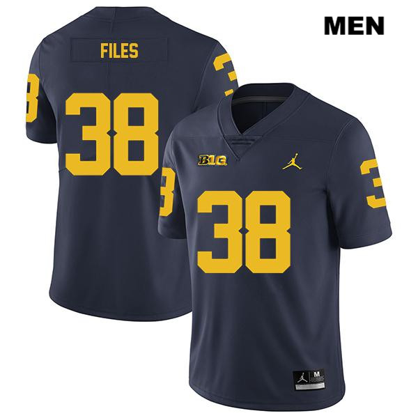 Men's NCAA Michigan Wolverines Joseph Files #38 Navy Jordan Brand Authentic Stitched Legend Football College Jersey WH25C05HE